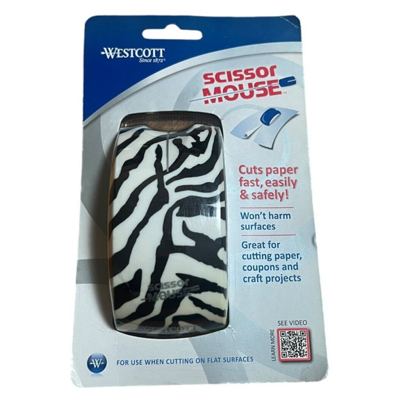 Westcott Scissor Mouse Item No.15527 Zebra Cuts Paper Easily Brand New NWT - Picture 1 of 6